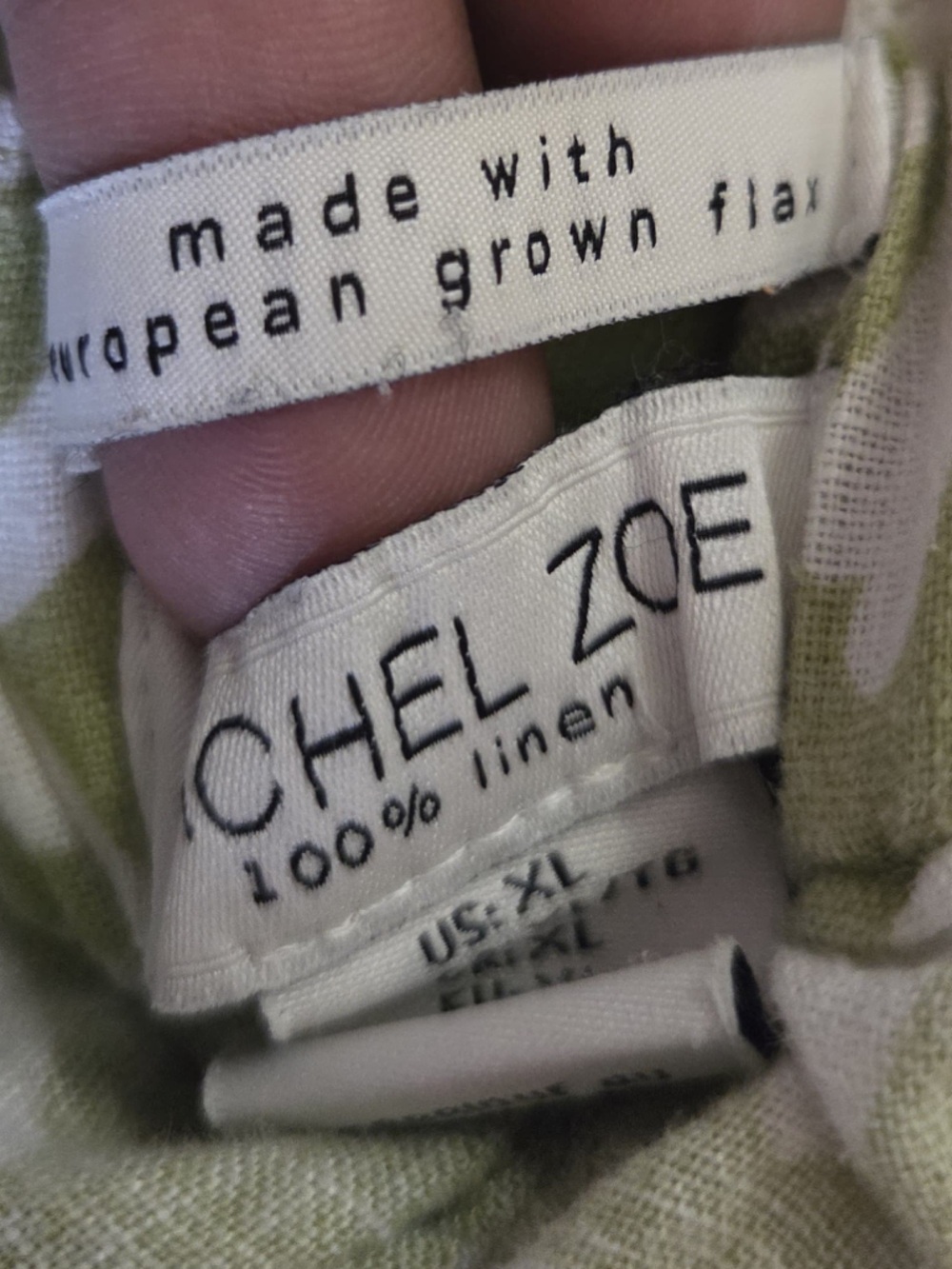 Rachel Zoe Green and White Leaf-Print Pull-On Pants w/ Matching Fabric Belt! - Picture 3 of 8
